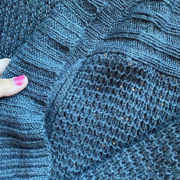 Candies gray long cardigan sweater with gold sequins - Picture 4 of 5